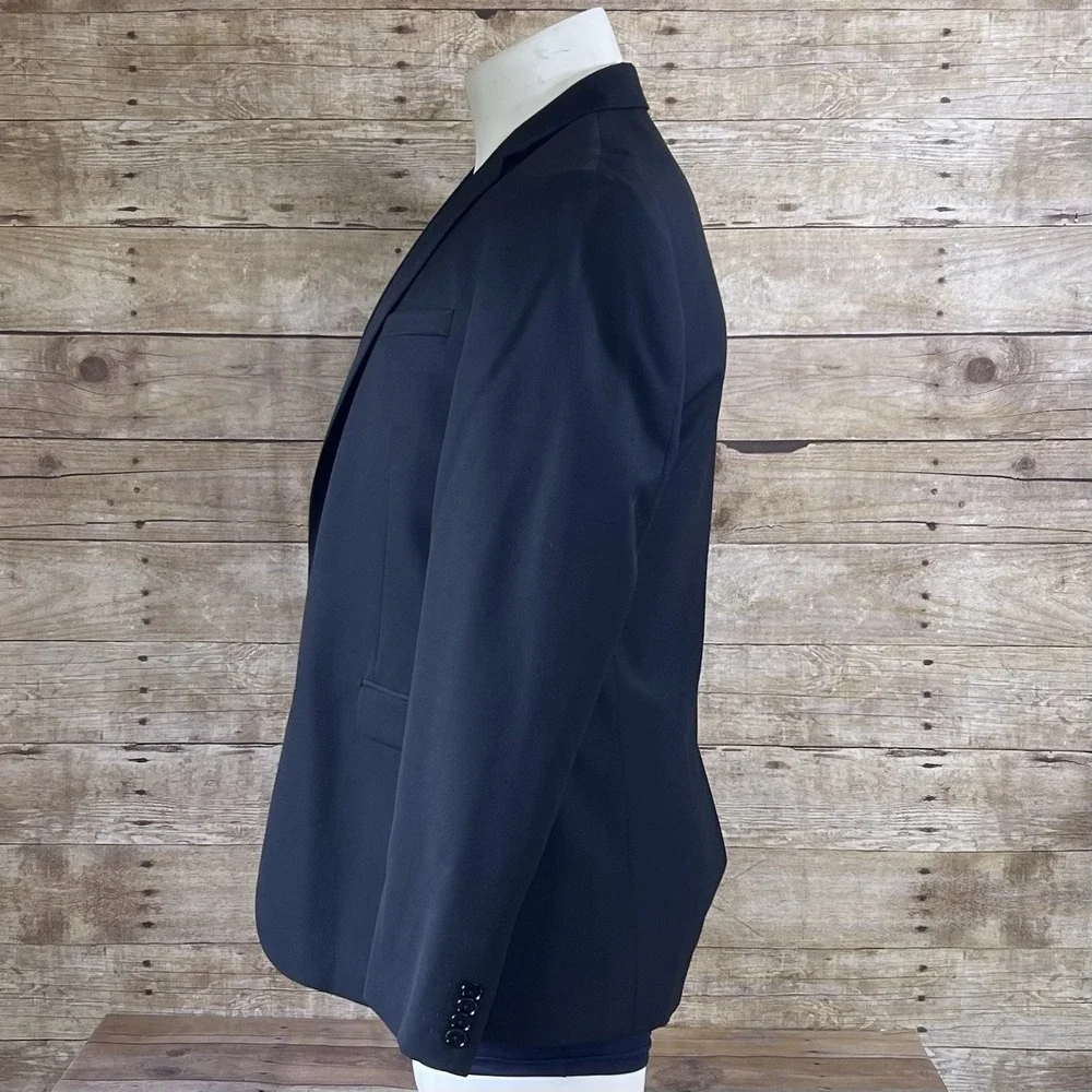 Express Slim Fit Navy Blue Two Button‎ Suit Jacket Blazer Mens 38R Notch Lapel